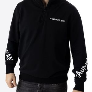 Calvin Klein Jeans Stretch Logo Half Zip Black Sweater